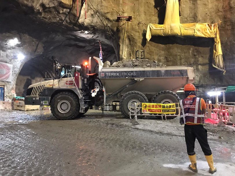 Three Terex Trucks TA400s work away in Hong Kong tunnelling project